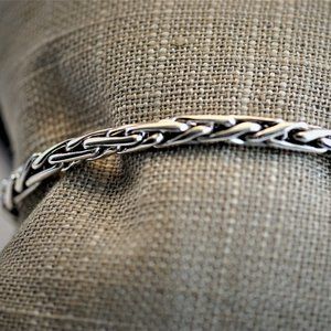 Mens Woven Italian Chain Sterling Silver Bracelet